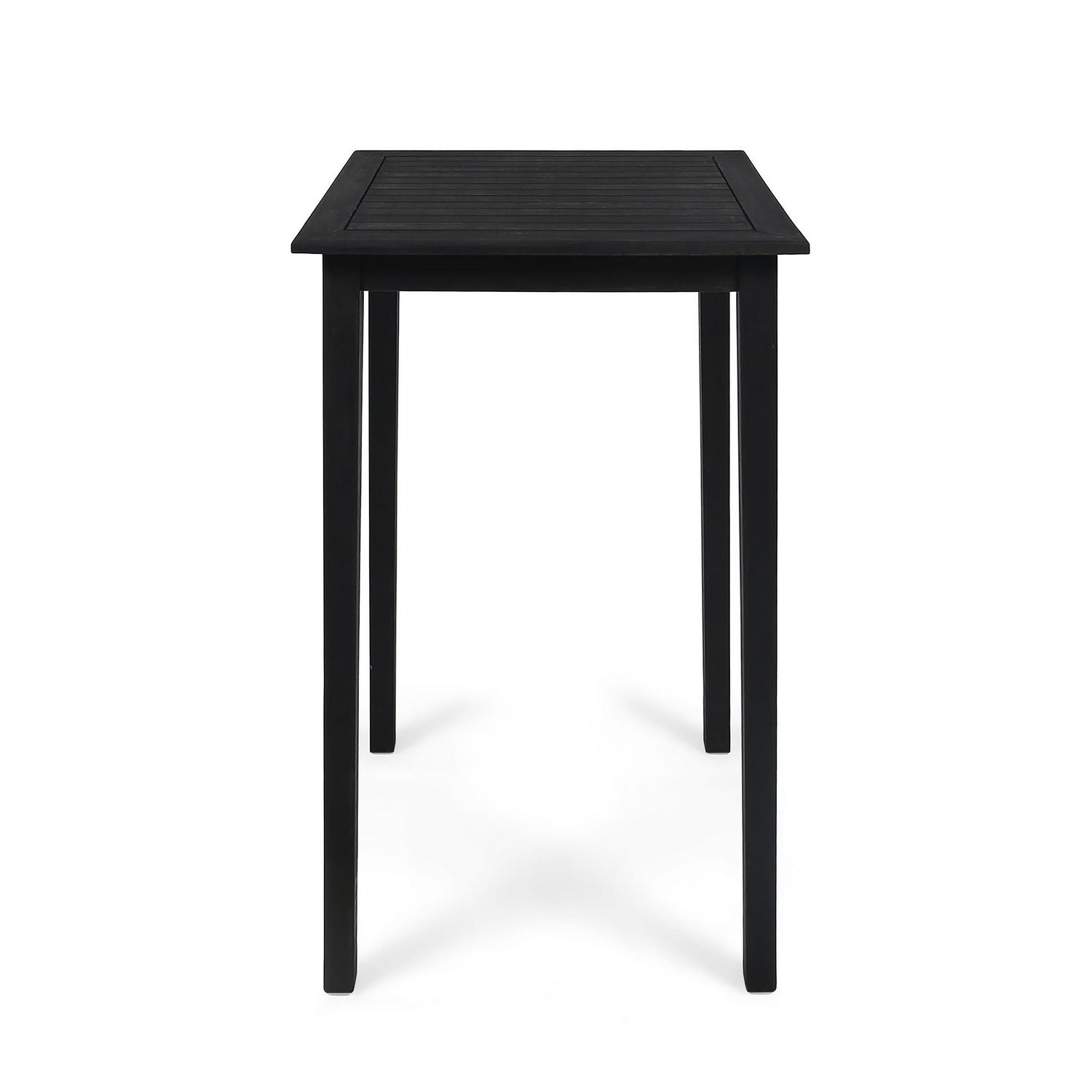 Chayah Outdoor Minimalist Acacia Wood Square Bar Table， Dark Gray