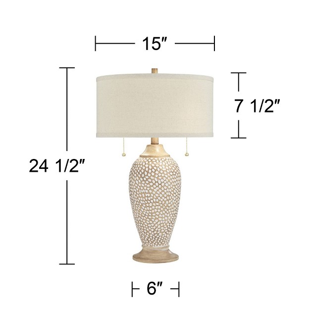 High Set Of 2 Beige Textured Pebble Drum Shade For Bedroom Living Room Bedside Nightstand House