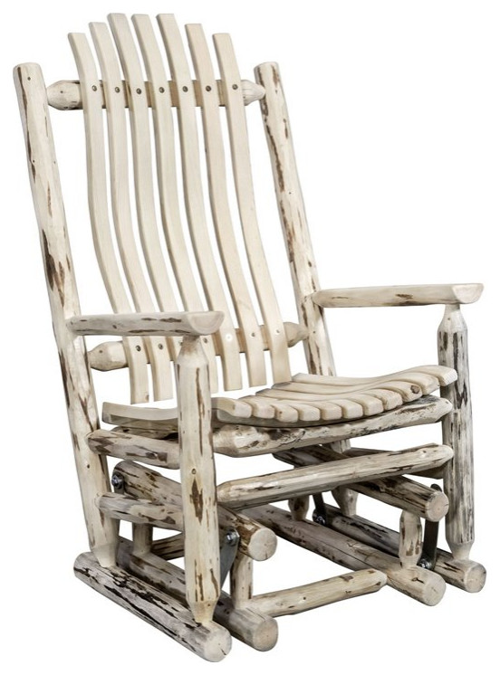 Montana Woodworks Hand Crafted Transitional Wood Glider Rocker in Natural   Rustic   Gliders   by Homesquare  Houzz