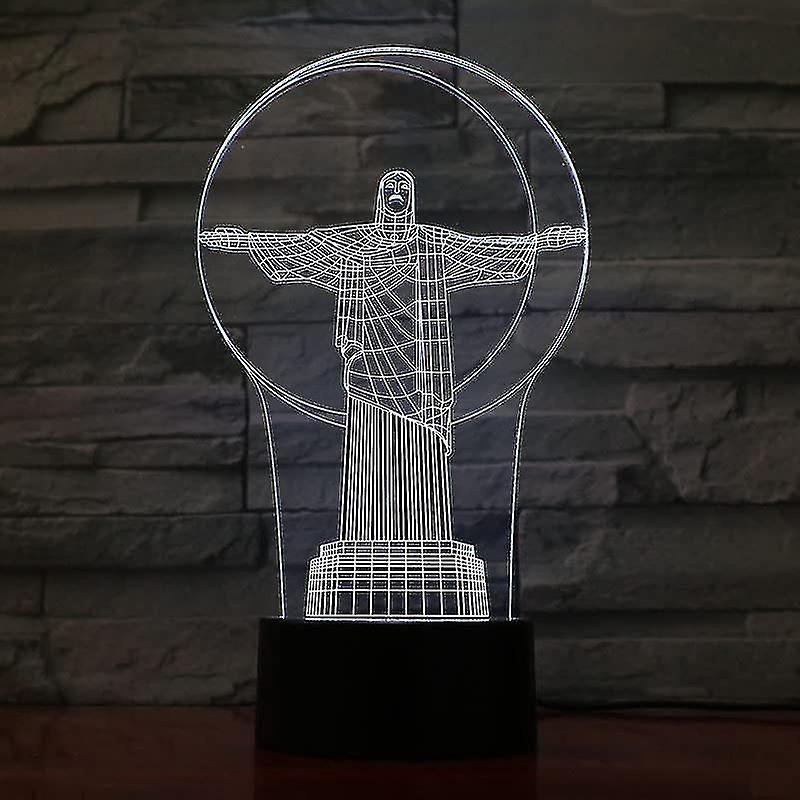 3d Christ The Savior Night Light Touch Table Desk Optical Illusion Lamps 7 Color Changing Lights Hom