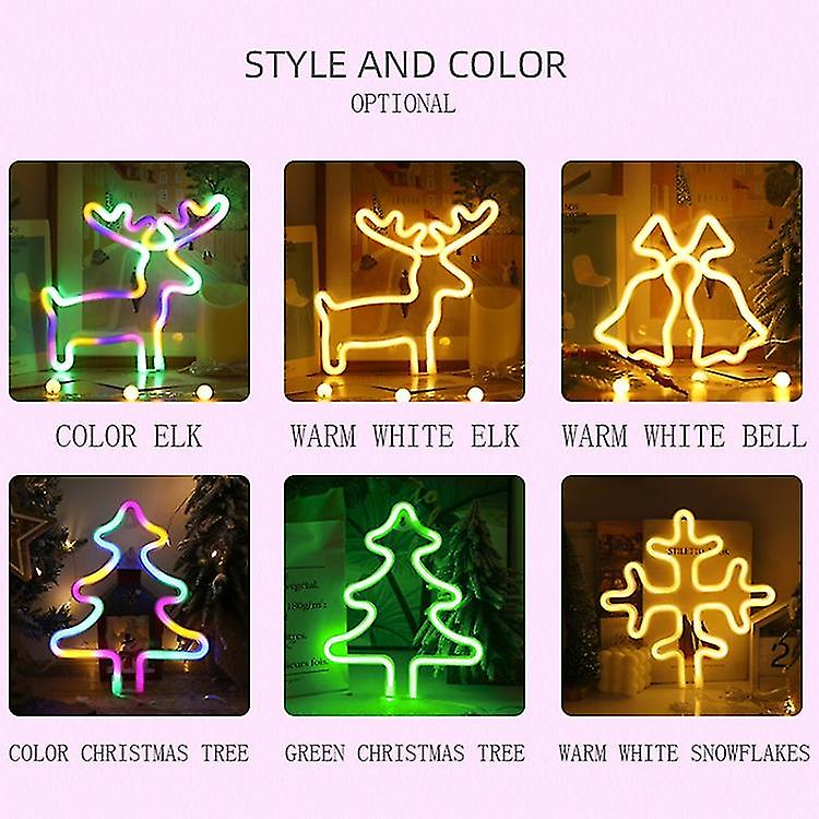 Christmas Decoration Neon Lights Wall-mounted Ornaments， Tree-colorful Light