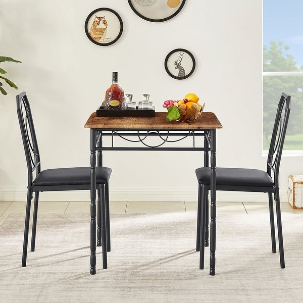 3-Piece Dining Table Set with 2 Chairs for Home Kitchen Breakfast Nook