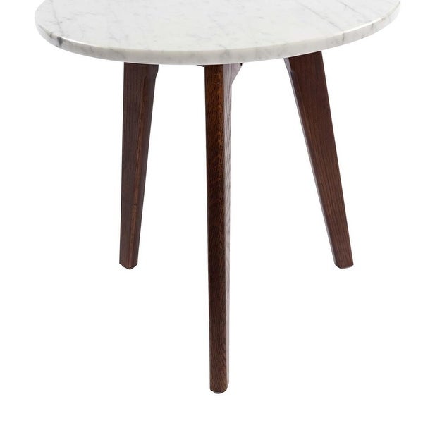 Carson Carrington Tang 15-inch Round Italian Carrara Marble Table - 15.5