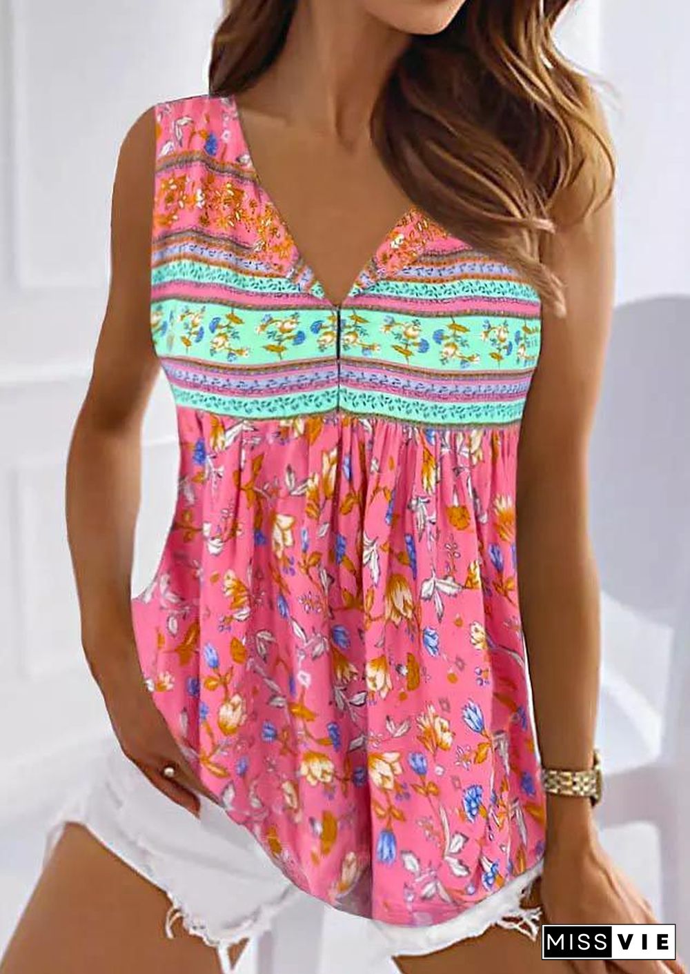 Sweet Pink Print Tank Top