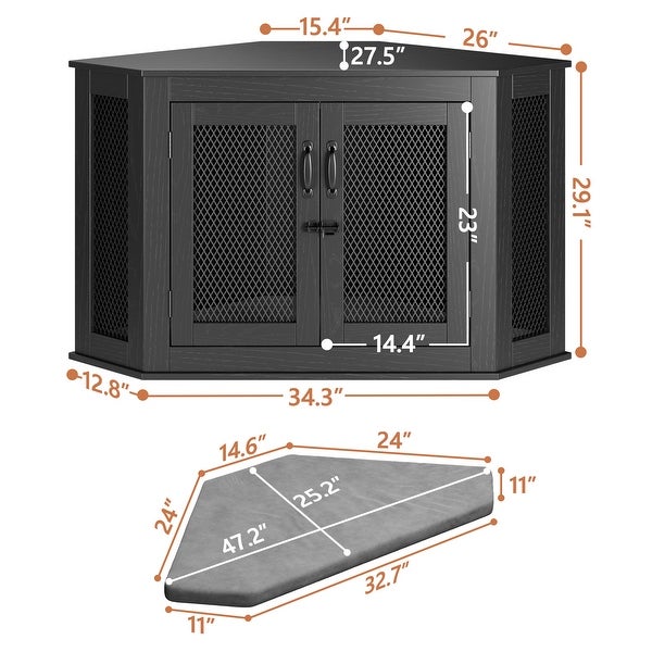 Corner Dog Crate Dog Kennel with Cushion Indoor Dog Crate Cage