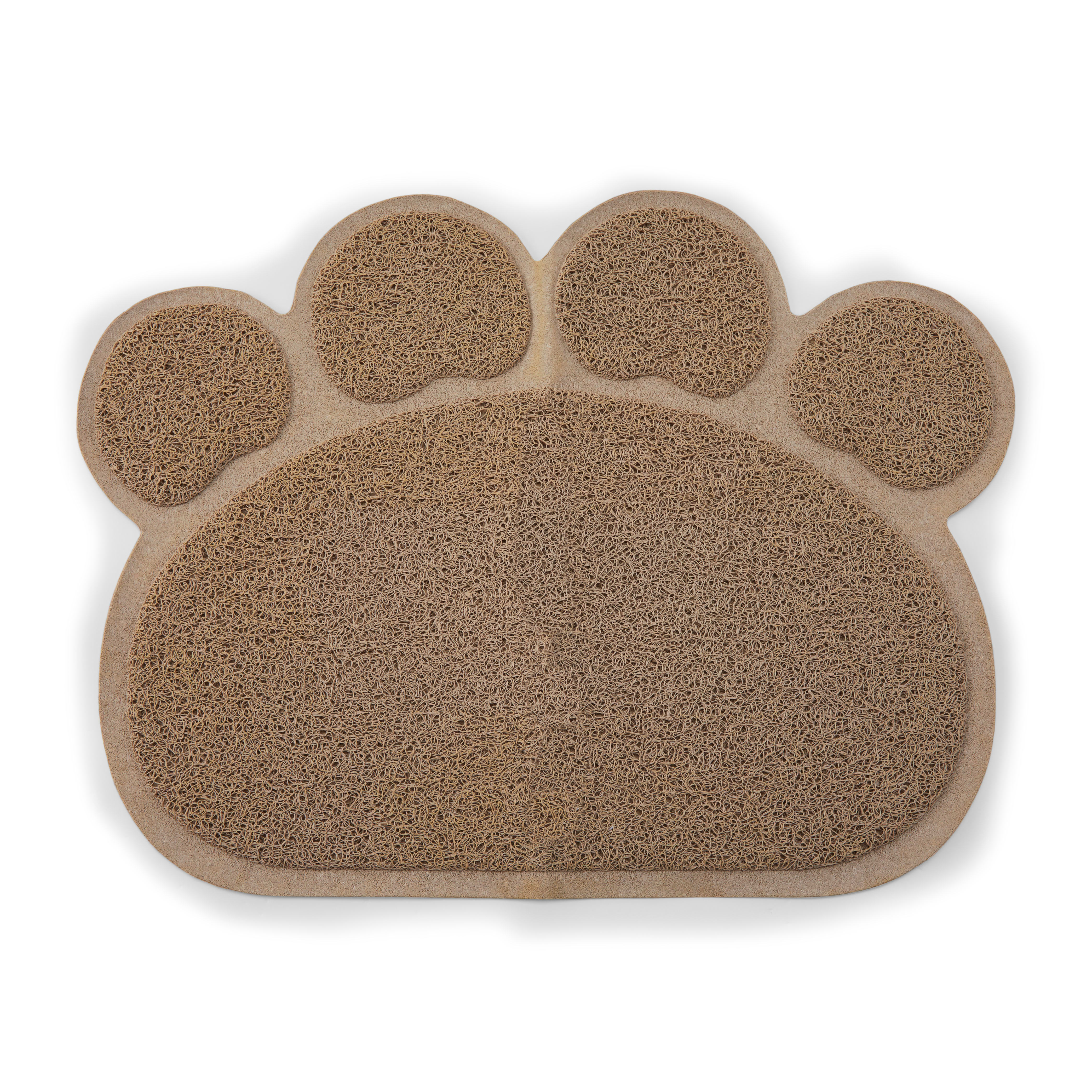 So Phresh Tan Paw-Shaped Cat Litter Trapper Mat， 23.5