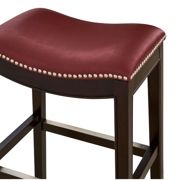 New Ridge Home Goods Julian Barstool With Red Faux Leather Seat