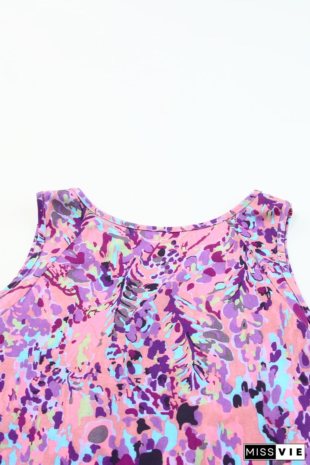 Multicolor Lavender Floral Print Cold Shoulder Blouse