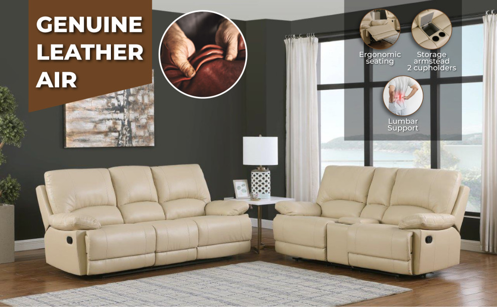 Anthony Leather Air Match Sofa   Contemporary   Sofas   by Luxuriant Furniture  Houzz