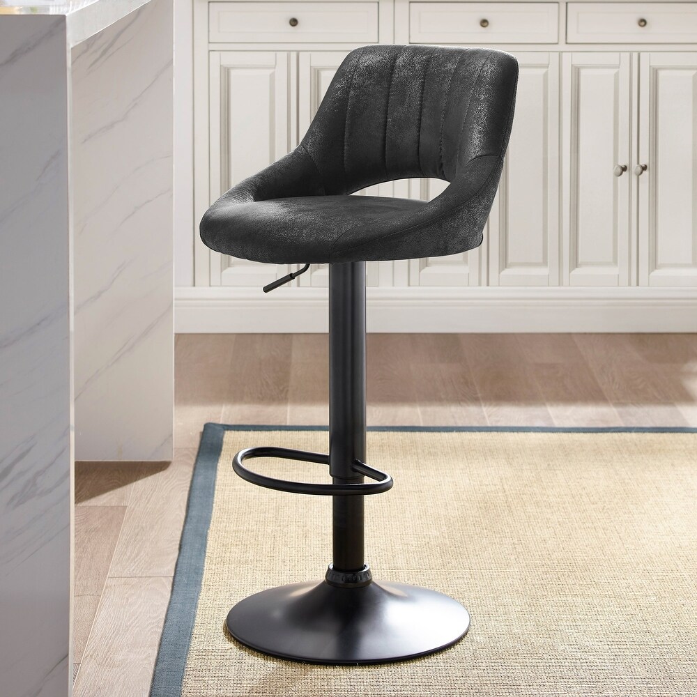 Art Leon Modern Adjustable 360 Swivel Barstool with Retro Faux Leather