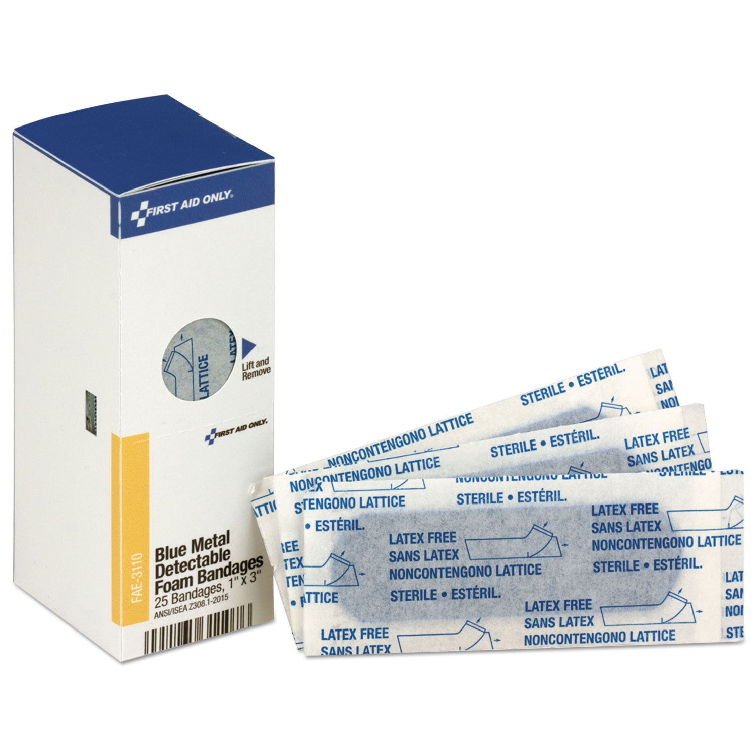 Metal Detectable Adhesive Bandages by First Aid Onlyandtrade; FAOFAE3110