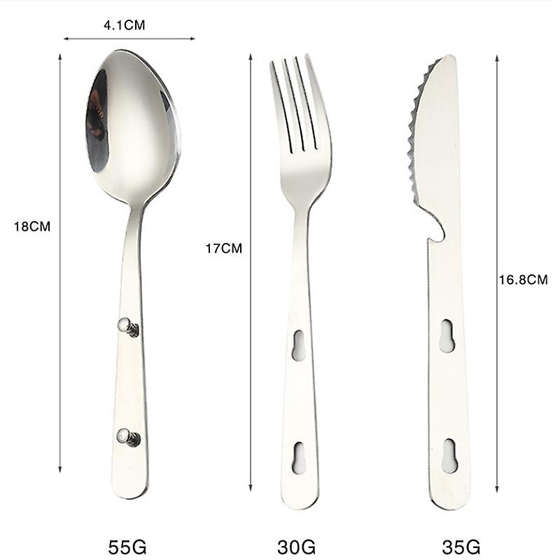 Born Pretty 3pcs/set Outdoor Portable Stainless Steel Tableware Knife Utensil Spoon Set Spoon Fork Knife Dinnerware Camping Cooking Flatware