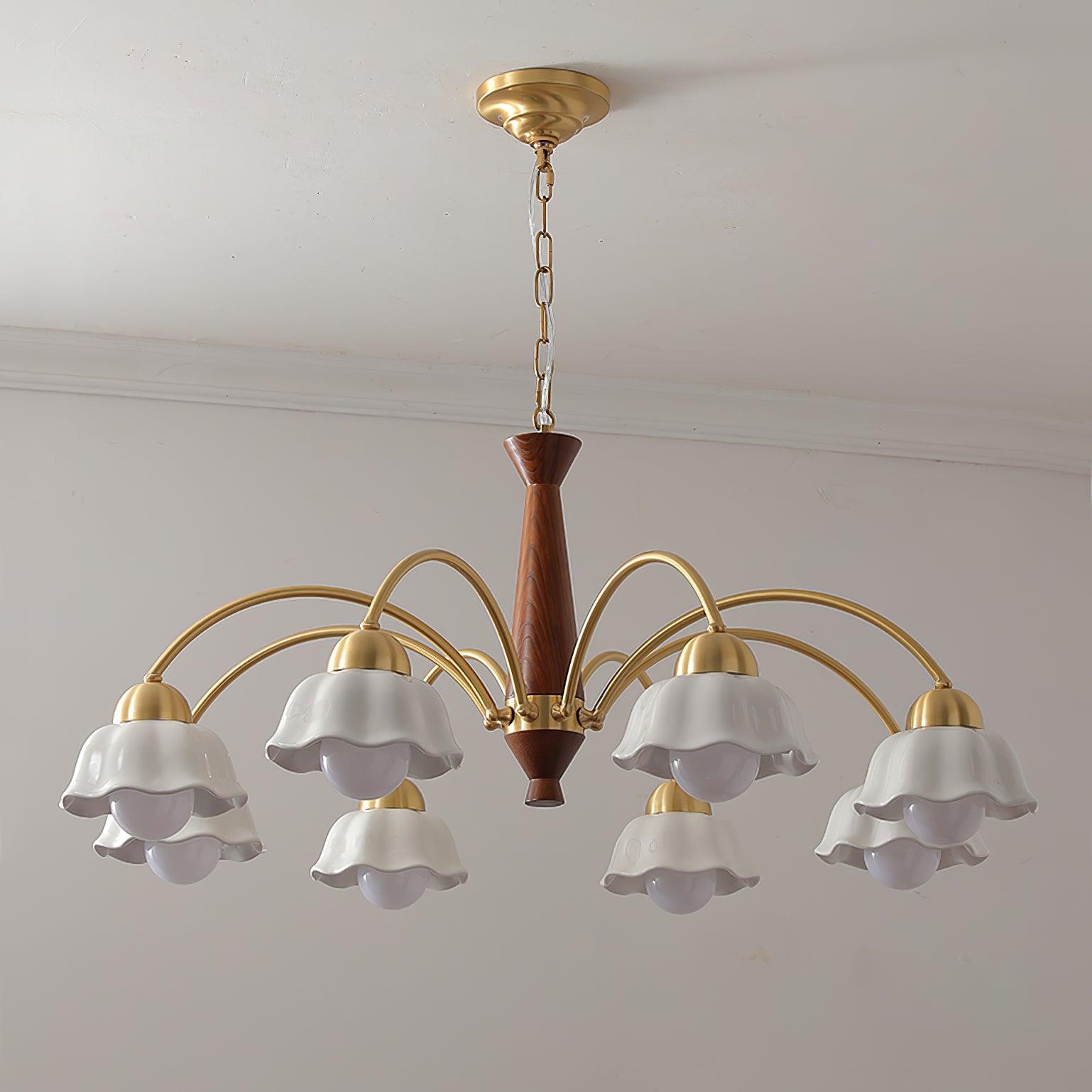 Swedish Modern Brass Chandelier