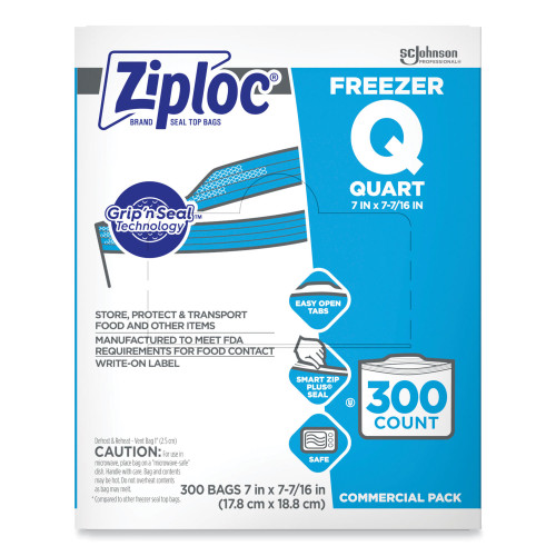 Ziploc Double Zipper Freezer Bags， 1 qt， 2.7 mil， 7