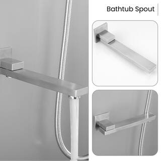 Utopia 4niture Jera Single-Handle 3-Spray Tub and Shower Faucet with 10 in. Wall Mount Shower Head in Brushed Nickel (Valve Included) HATH6203NS