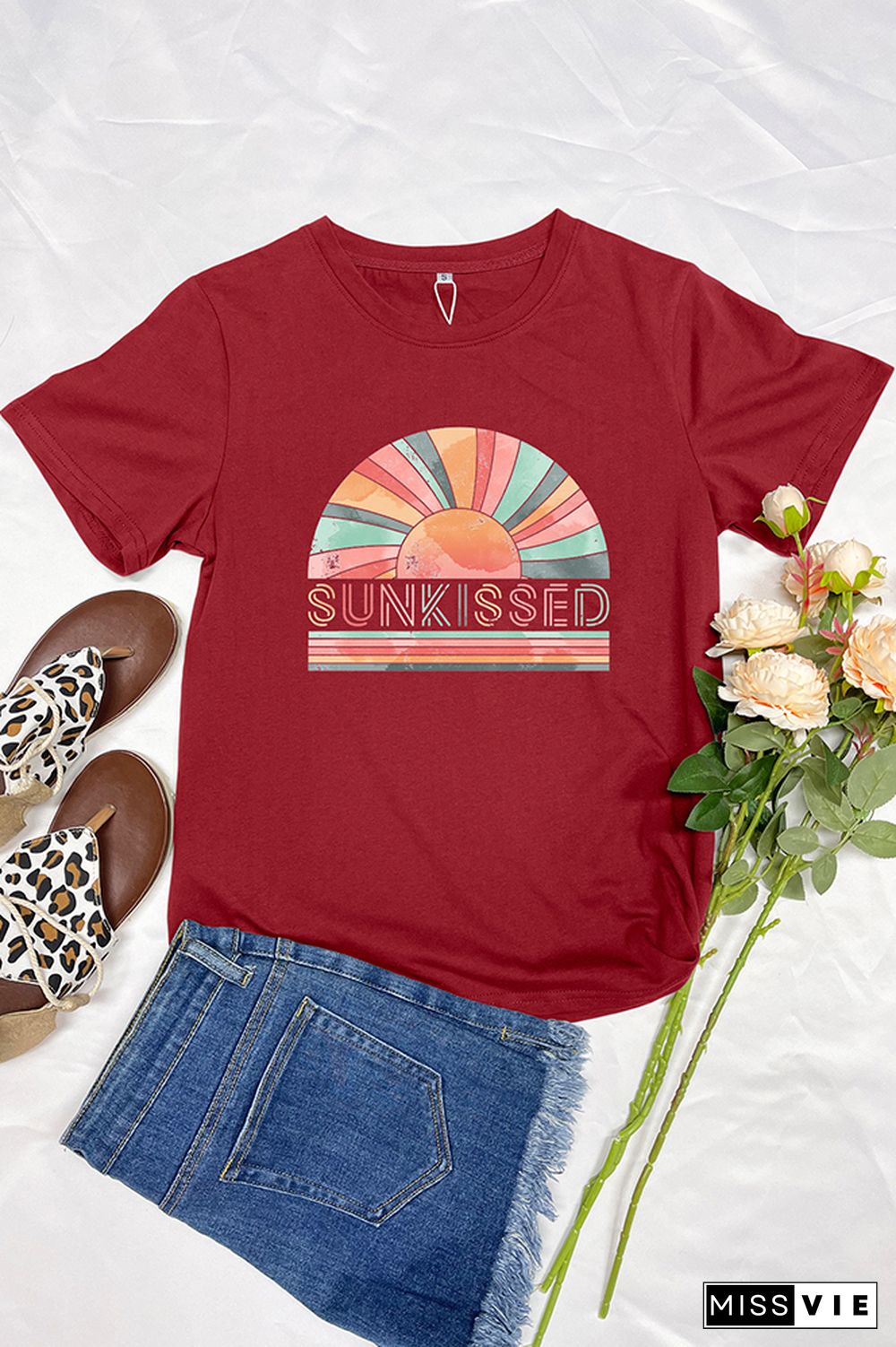 Rainbow Sunkissed Sleeve Graphic Tee Wholesale