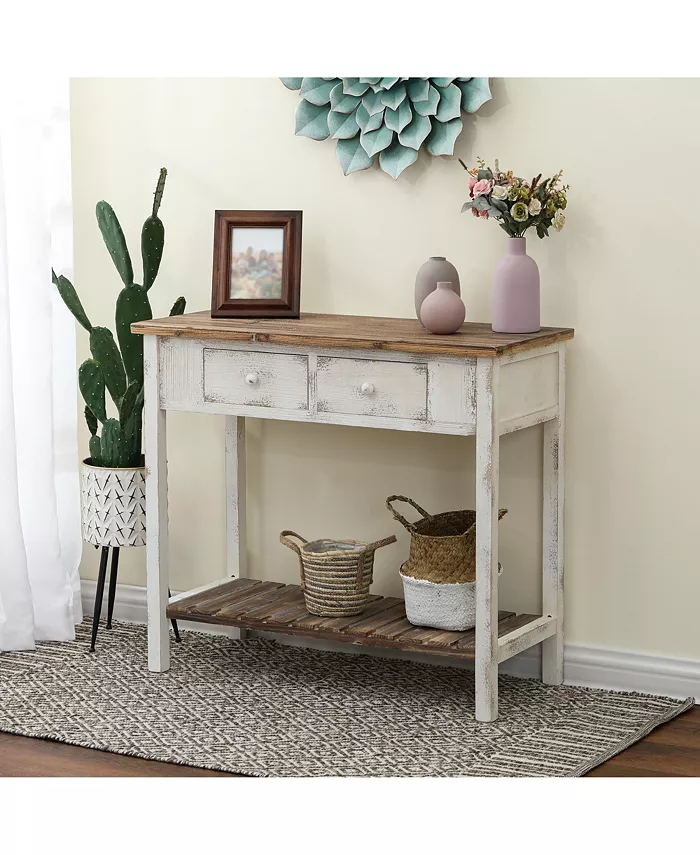 Luxen Home Vintage 2 Drawer Console Table