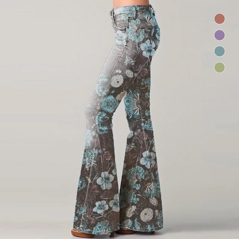 Women's Stylish Floral Print Flared Pants