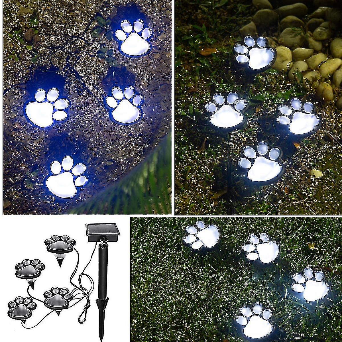 Solar Paw Print Lights，solar Lights Outdoor Dog Paw Lights (set Of 4)