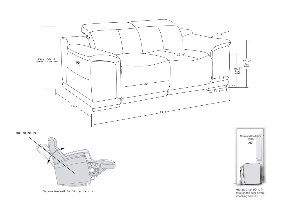 Veneto Italian Leather Power Reclining 2 Piece Set   Contemporary   Living Room Furniture Sets   by Luxuriant Furniture  Houzz