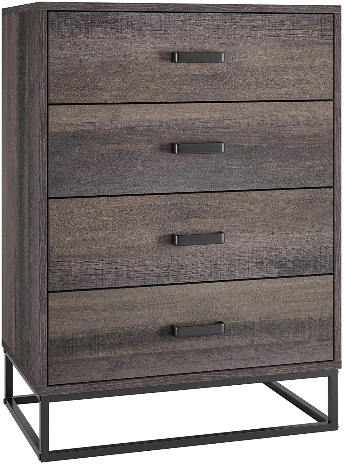 Homfa 4 Drawer Dresser, Wooden Chest Dresser for Bedroom, Farmhouse Dresser Nightstand with Storage Drawers, Dark Brown