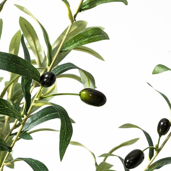 Glitzhome 70H Real Touch Olive Artificial Tree With Black Pot