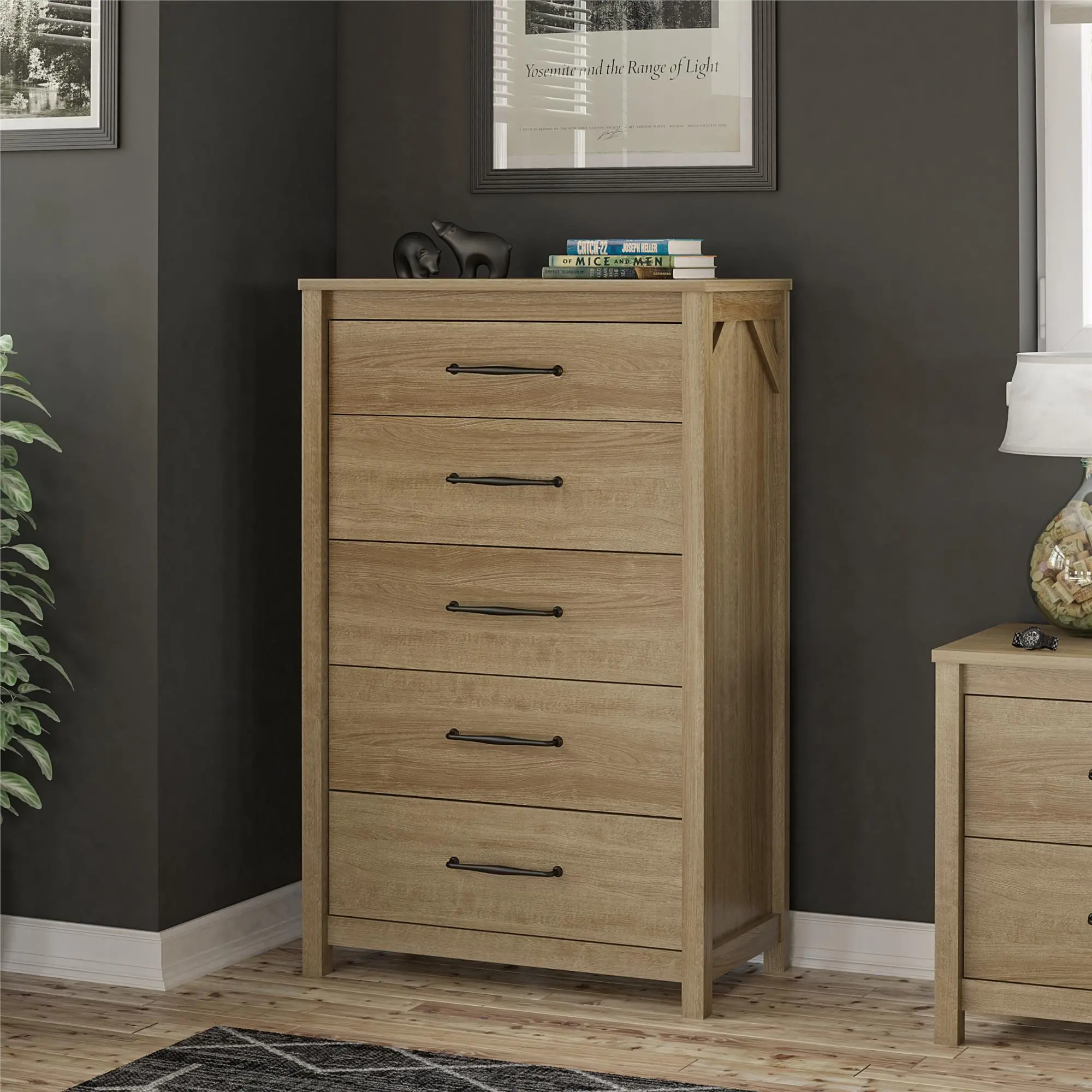 Augusta Natural 5 Drawer Tall Dresser