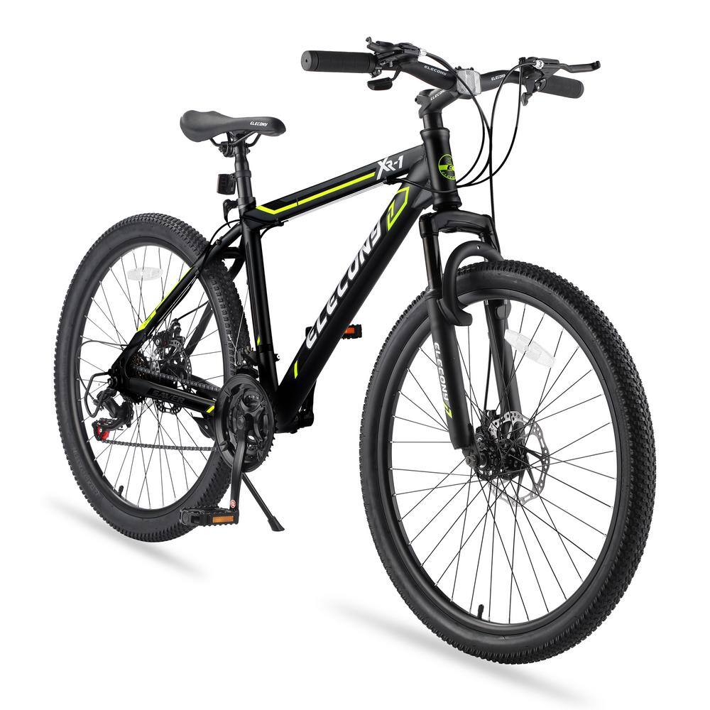 Afoxsos 24 in. GreenSteelAluminum Frame Mountain Bike Shimano 21-Speed with Dual Disc Brakes  Front Suspension for Teenagers HDMX1445