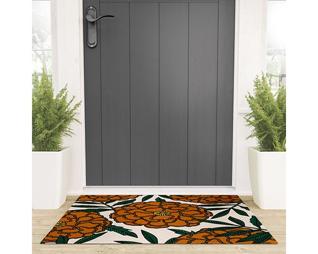 Alisa Galitsyna Orange Marigolds Looped Vinyl Welcome Mat Society6