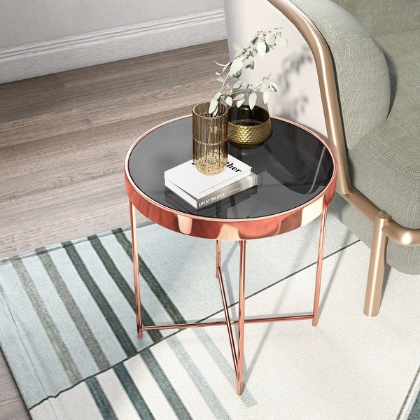 Furniture of America Bola Contemporary Gold 16-inch Metal Round Side Table