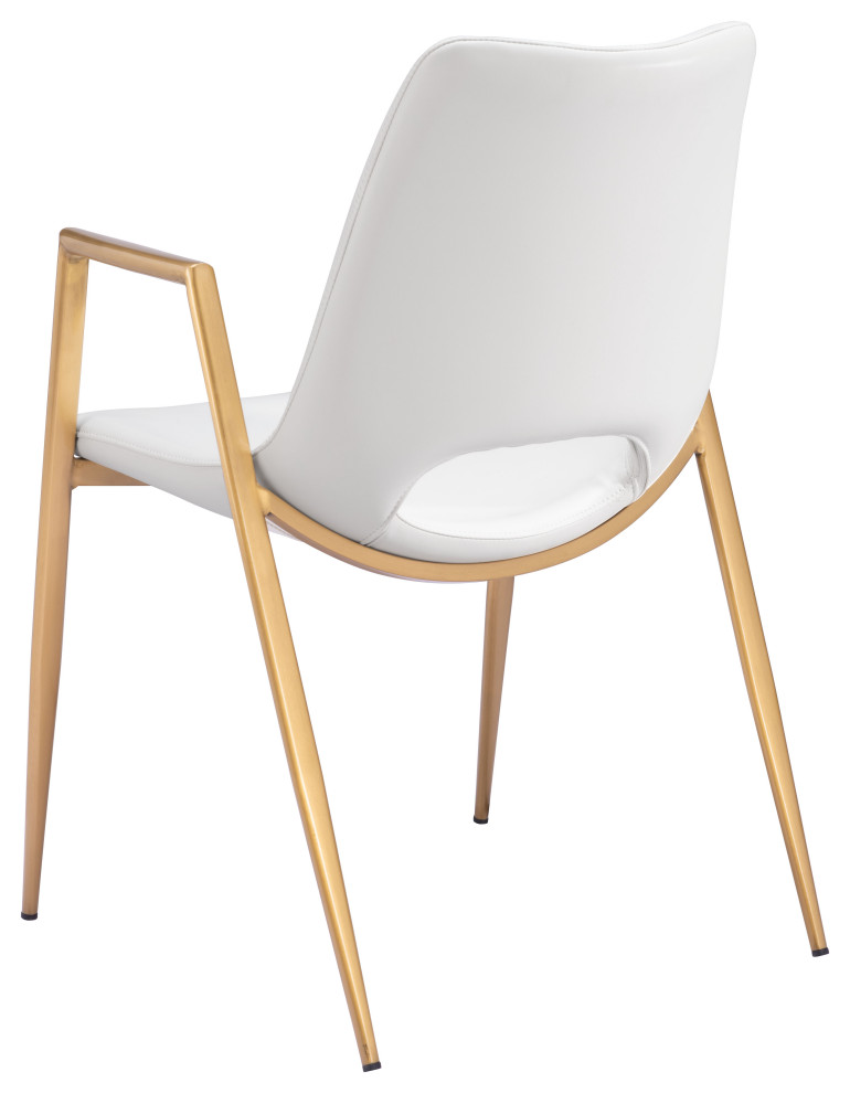 Desi Dining Chair (Set of 2) White  ampGold   Midcentury   Dining Chairs   by Furniture East Inc.  Houzz