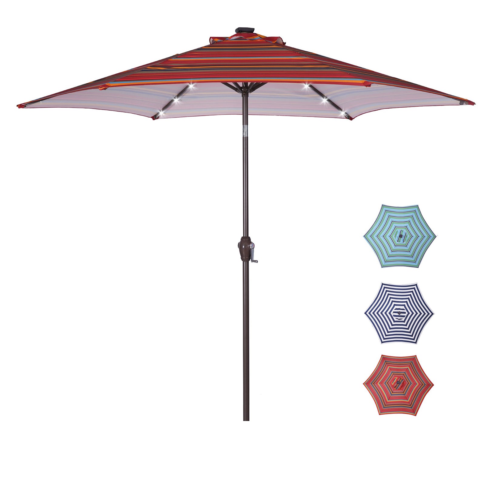 ametoys Outdoor Patio 8.7-Feet Market Table Umbrella with Push Button Tilt and Crank, Red Stripes With 24 [Umbrella Base is not Included]