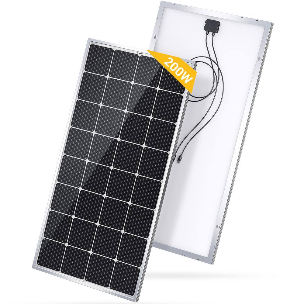 BougeRV 200-Watt 12-Volt Monocrystalline Solar Panel for RV Camping Home Boat Marine Off-Grid HD114