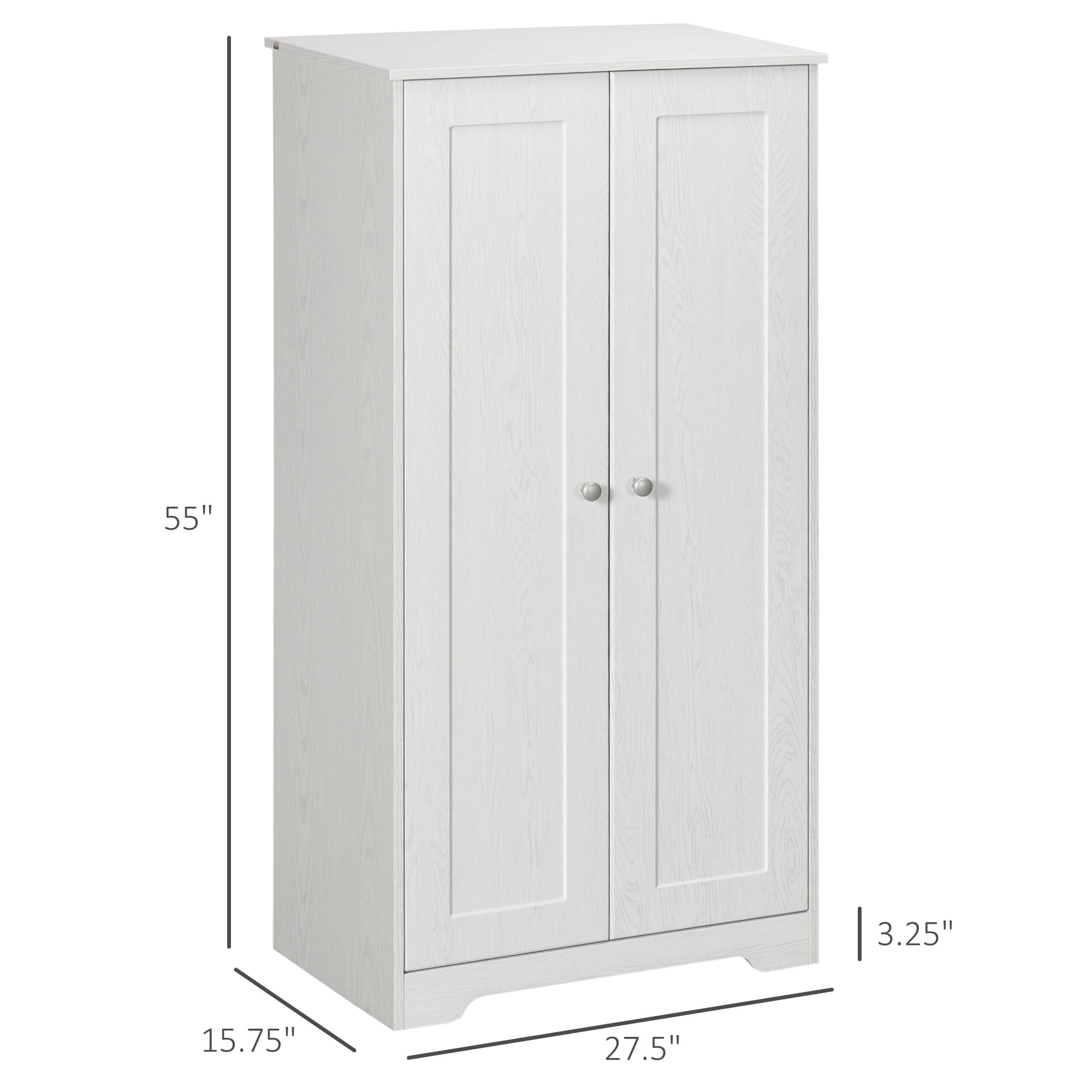 HOMCOM Kitchen Pantry， Freestanding Cupboard with Adjustable Shelves White