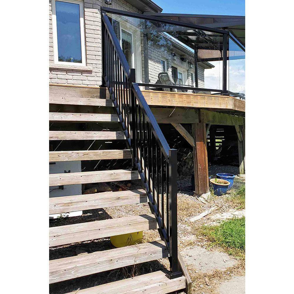 Peak Aluminum Railing 6 ft. Black Aluminum Deck Railing Stair Hand and Base Rail Kit 50113