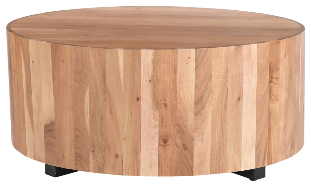 Mango Wood Drum Coffee Table   Transitional   Coffee Tables   by Design Tree Home  Houzz