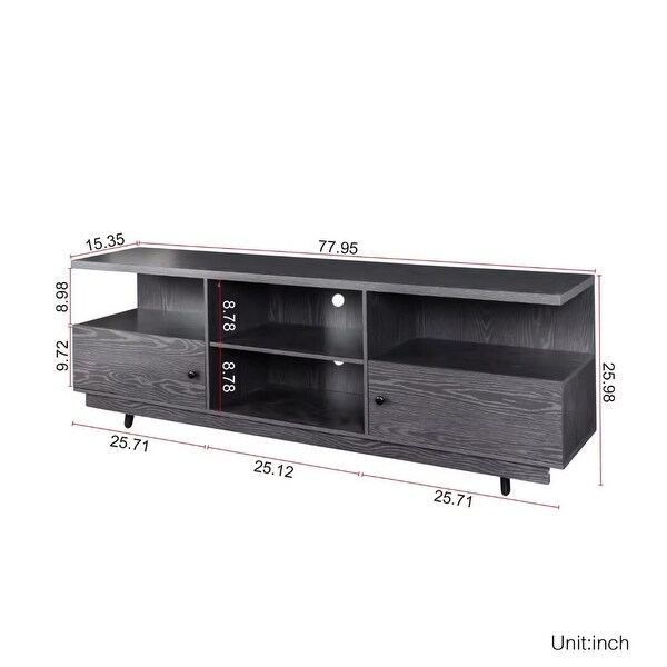 TV Stand Entertainment Center Console Table with 2 Doors and 4 Open Shelves - 83 inches in width