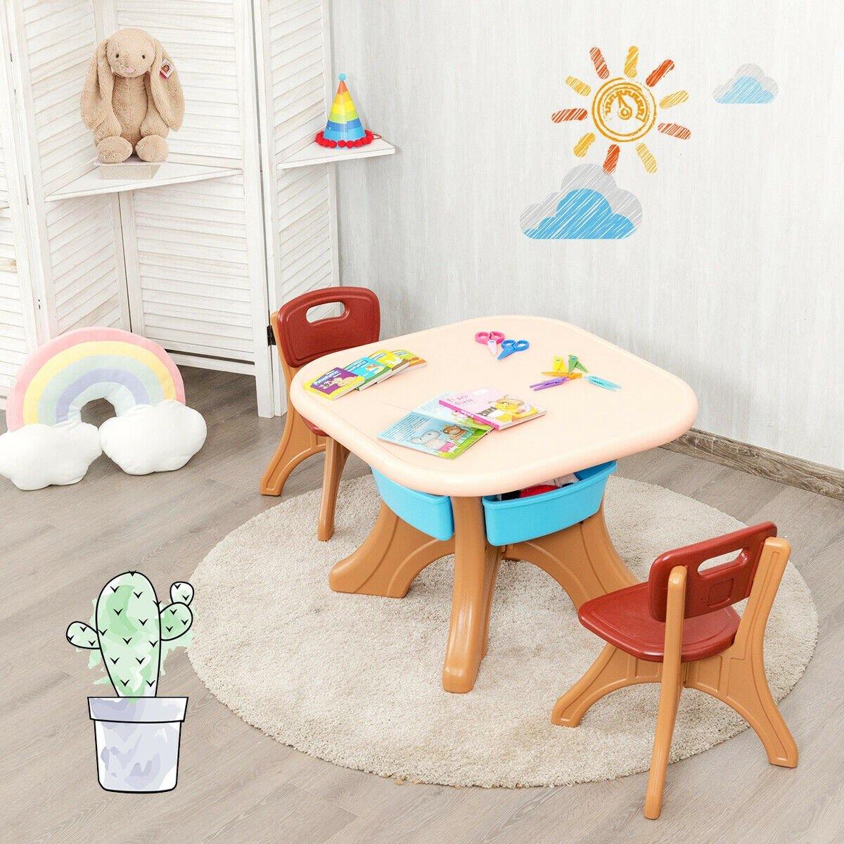 Kids Table and Chair Set, 3 Piece Activity Table