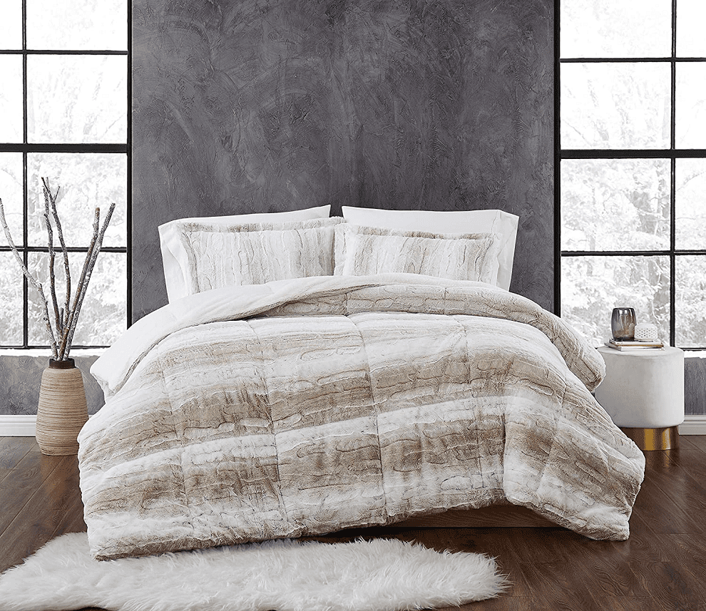 Christian Siriano New York 3-Piece Comforter Set， Grey/Tan， F/Q