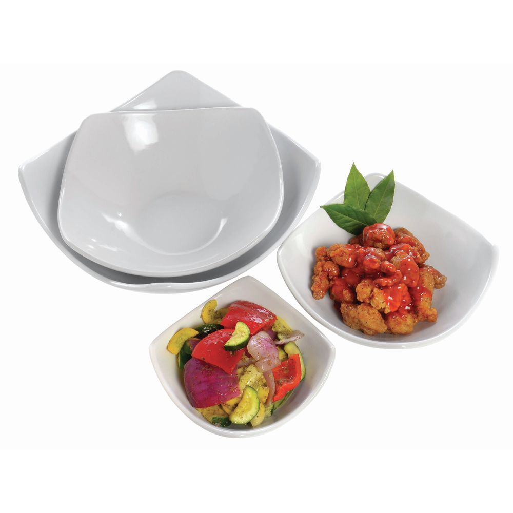 American Metalcraft Squond Serving Bowl  20 oz Square White Ceramic， SQND7