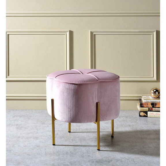 Acme Bergia Ottoman  Blush Pink Velvet 96462