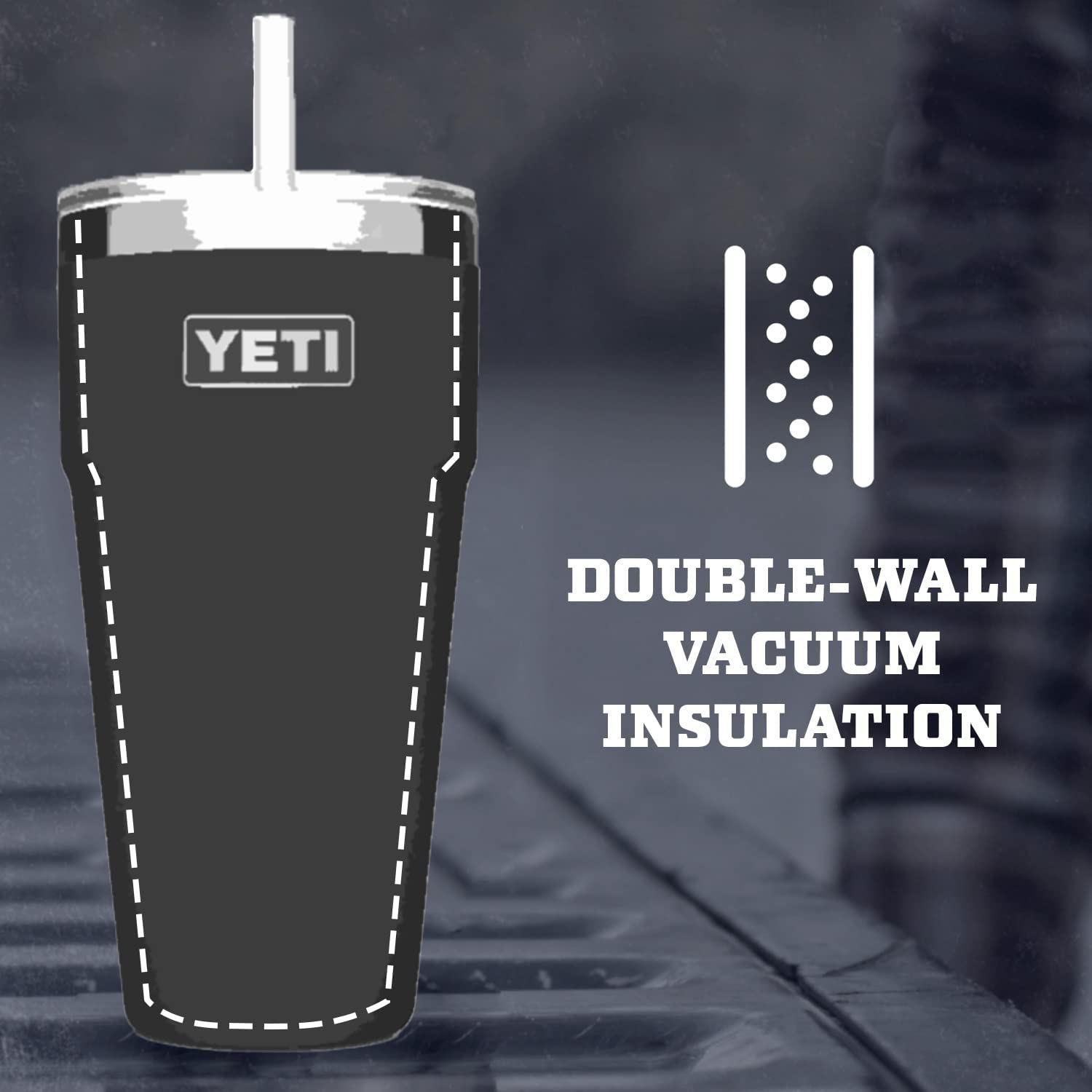 YETI Rambler 26 oz Straw Cup， Vacuum Insulated， Stainless Steel with Straw Lid， Seafoam