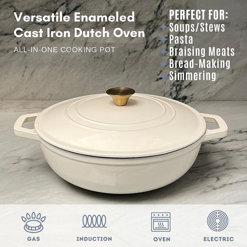 Premium Enameled Cast Iron Dutch Oven Braiser