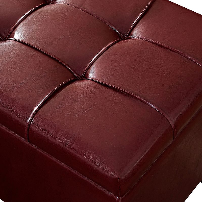 Simply Home Dover Faux-Leather Storage Ottoman Bench 3-piece Set