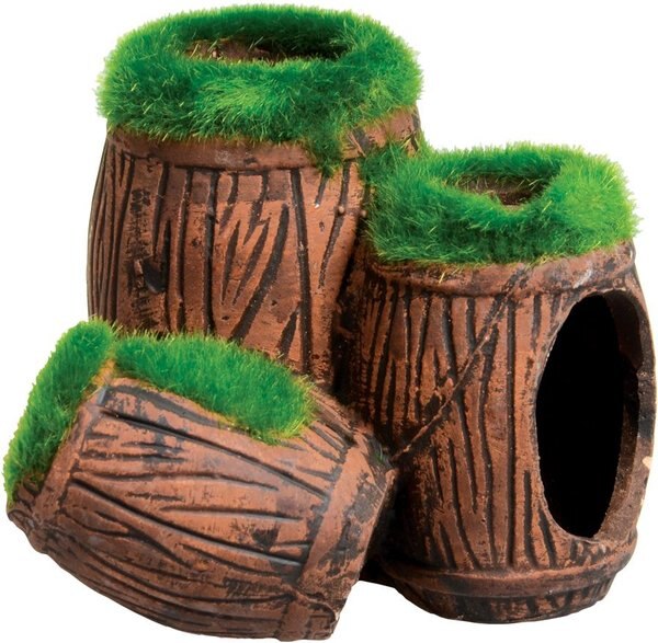 Underwater Treasures Mossy Barrel Hideout Fish Ornament