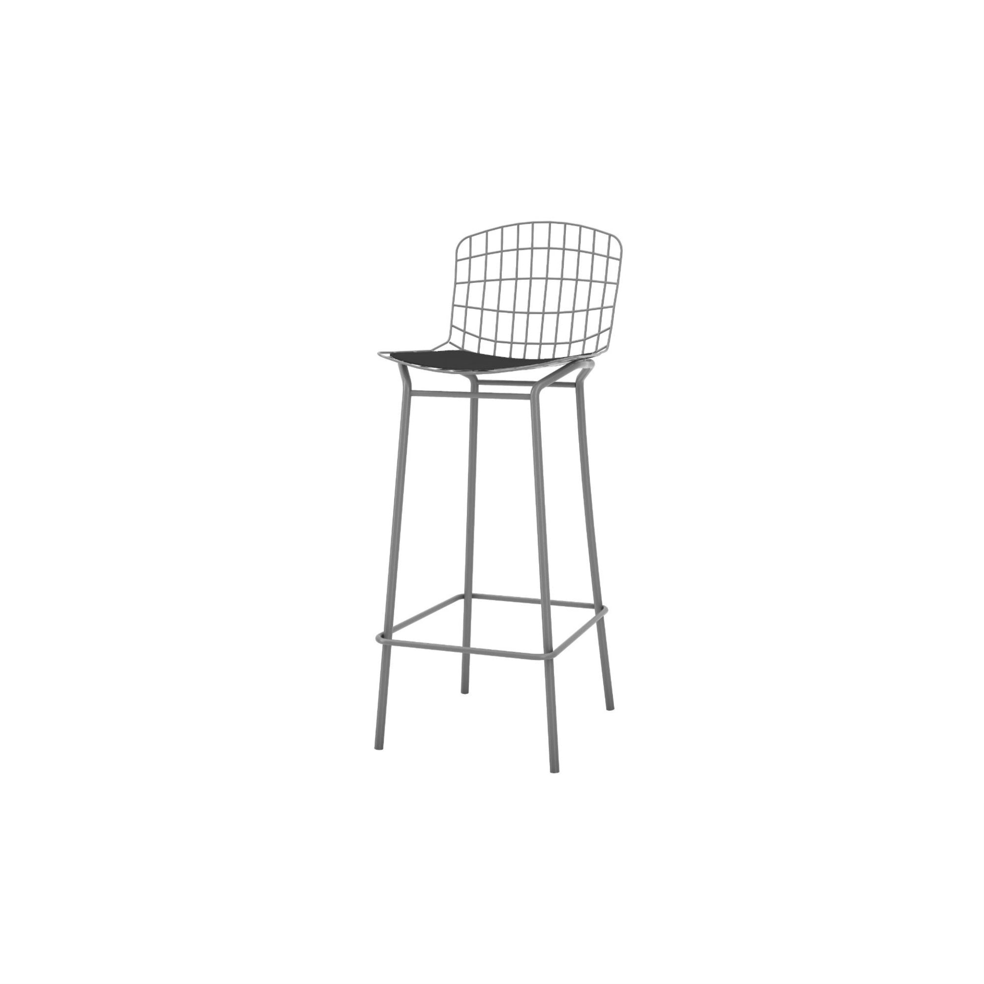 Madeline 41.73 Barstool， Set of 3 with Seat Cushion in Charcoal Grey and Black