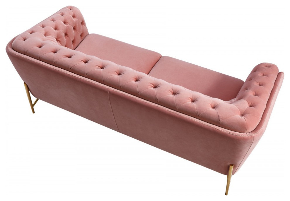 Rosabela  Modern Salmon Velvet Loveseat   Modern   Sofas   by Virgil Stanis Design  Houzz