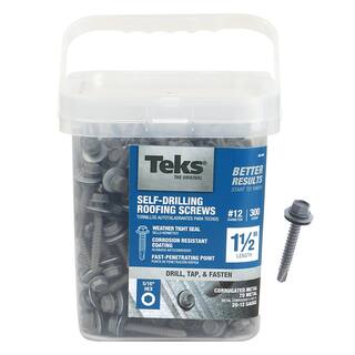 Teks #12 x 1-12 in. External Hex Drive Washer Head Roofing Screws (300-Pack) 21422