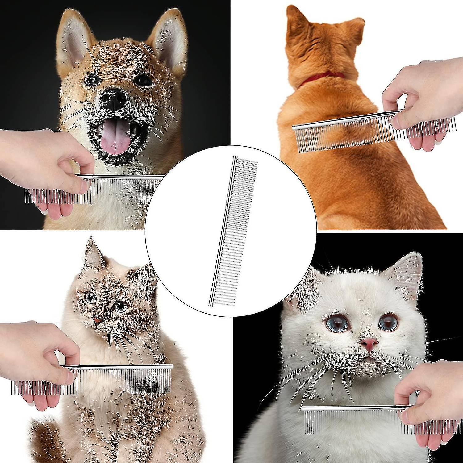 Pet Stainless Steel Comb， Pet Grooming Comb For Cats And Dogs Styling， Grooming， Massage，metal Dog C