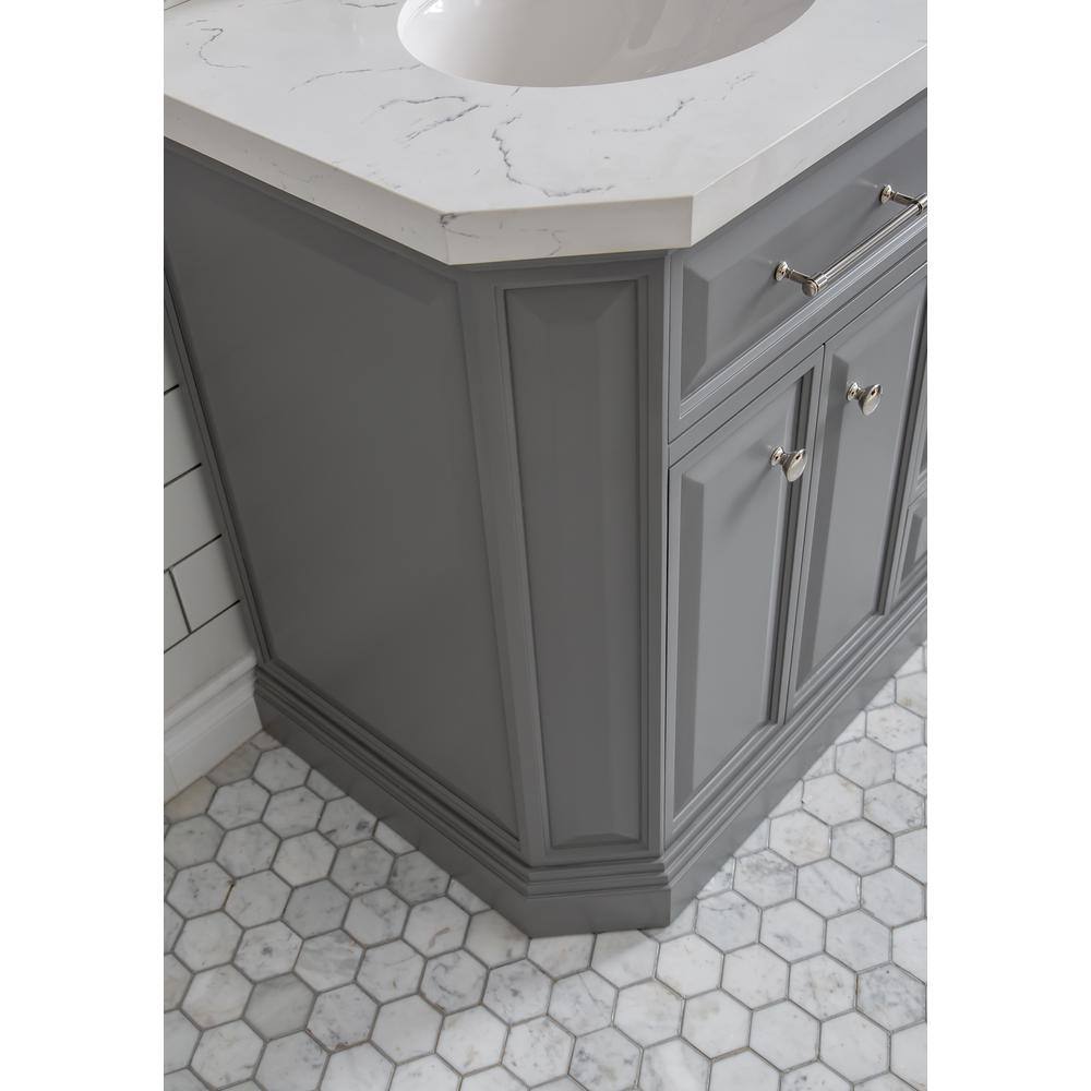 Water Creation Palace 60 in. W Bath Vanity in Cashmere Grey with Quartz Vanity Top with White Basin PA60A-0500CG